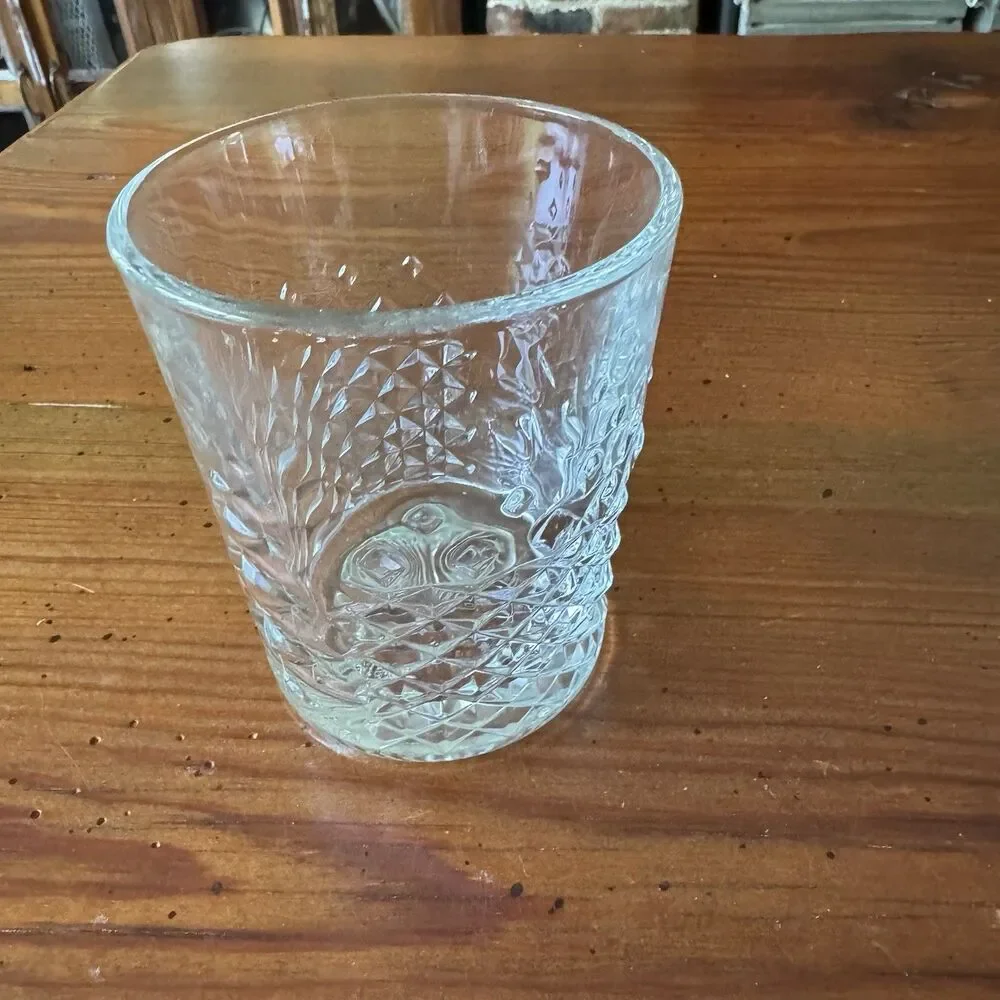 Libbey Clear Cut Glass Tumbler 4” Tall Diamond Cut -One Pc. - Picture 3 of 11